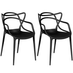 Conjunto com 2 Cadeiras Allegra Pretas – Design Moderno e Empilhável em Polipropileno Resistente