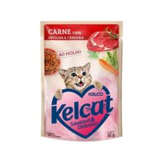 Ração Úmida para Gato Adulto Sachê Kelco Ao Molho - Kelcat Carne com E