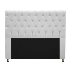 Cabeceira Estofada Cristal 160 cm Queen Size Com Strass Suede Branco -