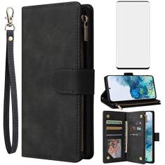 Asuwish Capa carteira compatível com Samsung Galaxy S20 Glaxay S 20 5G UW 6,2 polegadas, protetor de tela de vidro temperado e capa flip de couro, porta-cartões, capas para celular para Gaxaly 20S G5
