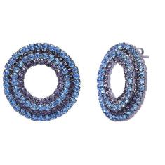 Brinco Redondo De 2 Partes Com Cristais Azul Folheado A Grafite