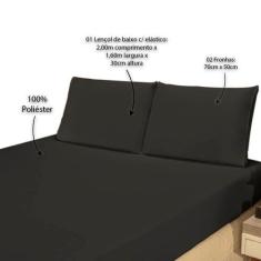 Jogo de Cama Queen Bianca 3 pçs - MR, Preto