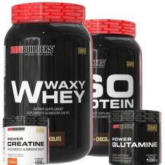 Kit Waxy Whey 2Kg + Iso Protein 2kg+ Power Creatina 100g + Power Gluta