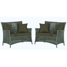 2 Sofás Área Externa Igapó Alumínio Pintura Preta Corda Náutica Estofa