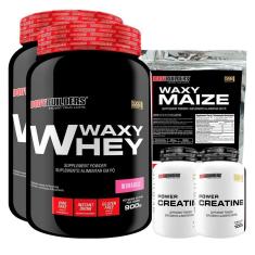 KIT - 2x Whey Protein Waxy Whey 900g + 2x Creatina 100g + Waxy Maize 800g - Bodybuilders-Unissex