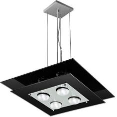 Pendente de vidro para 04 lâmpadas 44 cm x 44 cm - Preto