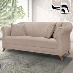 Sofá 3 Lugares Abruzzo Linho Rústico Areia 220 cm
