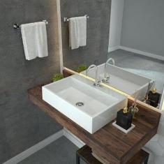 Kit Cuba Rt55 com Torneira 1198 Metal e Válvula Click 1 Polegada B e Sifão Cromado e Flexível Compace Branca