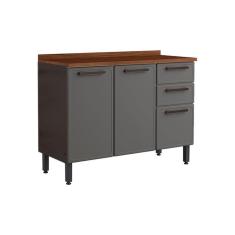 Gabinete De Cozinha Modulado Balcão Estilo Portas E Gavetas C/ Tampo Cinza/grafiteBertolini