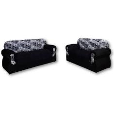 Jogo de Sofá de 2 e 3 Lugares Brasil/Viena Preto Floral