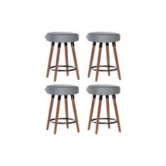 Kit 4 Bancos Moderno Pé Palito Roma Slim Cinza 50cm