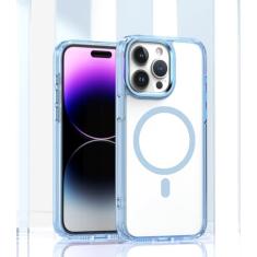 Capa de telefone acrílico transparente para iphone 12 13 14 15 pro max 7 8 plus para xs xr capa de carga sem fio, azul, para iphone xs