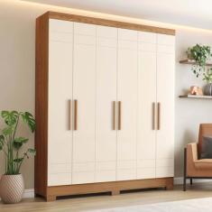 Guarda-roupa 6 Portas 3 Gavetas Arthur Nature/Off White