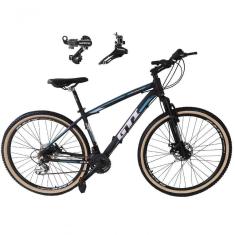 Bicicleta Aro 29 Gti Roma Alumínio 21v Câmbios Shimano Freio A Disco C- Pneu Faixa Bege Preto-azul 15