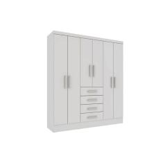 Guarda Roupa Solteiro Arizona c/ 6 Portas e 4 Gavetas Branco/Neve - Tcil Móveis