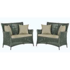 2 Sofás Área Externa Igapó Alumínio Pintura Marrom Corda Náutica Estof