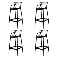 Kit 4 Banquetas Allegra Preta Polipropileno Cozinha Bistrô Bancada - W