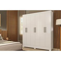 Guarda Roupa Casal 6 Portas e 2 Gavetas Verso Branco - Demóbile