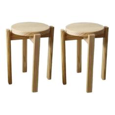 Kit 2 Banqueta Média Empilhavel Hardman Madeira Natural