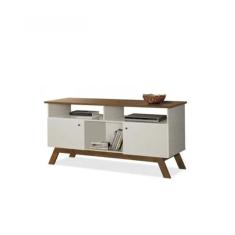 Rack para TV Amsterdã Off White com Madeira - Tebarrot Móveis