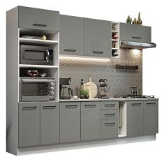 Cozinha Completa Madesa Agata 290006 com Armário e Balcão (com Tampo) - Branco/cinza