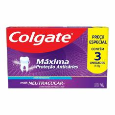 Creme Dental Colgate Máxima Proteção Anticáries mais Neutraçúcar 70g Promo Leve 3 Pague 2