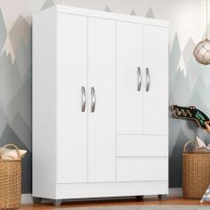 Guarda Roupa Solteiro Bruna 4 Portas Branco FF - A Móveis Arapongas, B