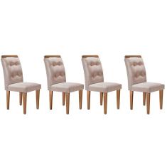 Cadeira Sala de Jantar Imperatriz Kit 4 Un Capuccino/Linho Bege Turim - Rufato
