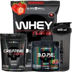 Kit Suplementos Black Skull ( Creatina 150g + Whey turbo 907g + Pré tr