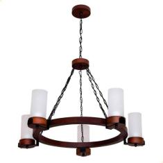 Lustre Muller Country Redondo 5 Lâmpadas Envelhecido 1105E - Luminária