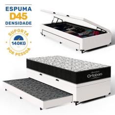 Cama Box Baú com Colchão de Espuma D45 Ortobom Airtech 150 Auxiliar Un