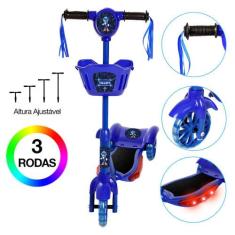 Patinete Sonic SEGA 3 Rodas Brinquedo Criança Com Led - DM Toys