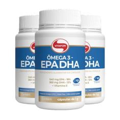 Kit 3 ômega 3 EPA DHA 1000mg Vitafor 120 cápsulas