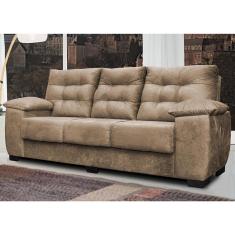 Sofá Luxemburgo 3 Lugares 2,02m Tecido Suede Castor