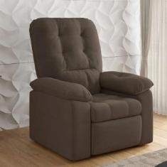 Poltrona Do Papai Reclinável Suede Veludo Estoril Marrom