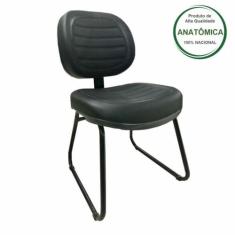 Cadeira Executiva Costurada Base Trapézio - Martiflex - Cor Preta