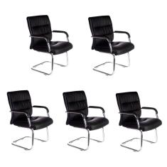 Kit 5 Cadeiras Fixa Estofada W-50A Preta