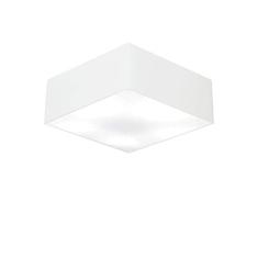 Plafon Quadrado Cúpula Tecido 12/35x35 cm, Vivare Iluminação, Plafon3001 BR, Branco, Pequeno