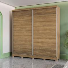 Guarda-Roupa Casal 100% MDF Kappesberg c/Pés 2 Portas de Correr 6 Gavetas Nogueira