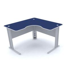 Mesa Em L P/ Escritório 120X120 Pandin Maxxi - Azul/Cinza