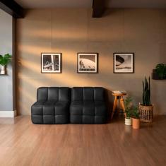 Sofá Guldi Popup com 2 Módulos Centrais Corino Preto