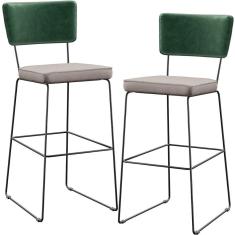 Kit 02 Banquetas Altas Allana L02 Verde Musgo Bege