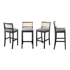Kit 4 Banquetas com Encosto e Apoio para Pés Tiê CabeCasa MadeiraMadeira Preto/Cinza