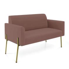 Sofá Namoradeira 2 Lugares Pé De Ferro Dourado Marisa Veludo D03 Rose