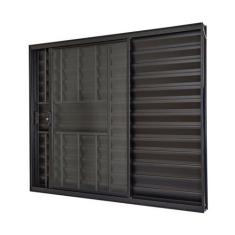 Janela de Alumínio Veneziana 100x150cm 3 Folhas Com Grade e Com Vidro 
