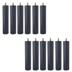 Conjunto 12 Pés de Cama 20cm Pés de Madeira Palito Box Baú Casal Preto