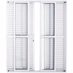 Porta De Alumínio de Correr Balcão 6 Folhas 2,10 X 1,80 Branca Linha 2