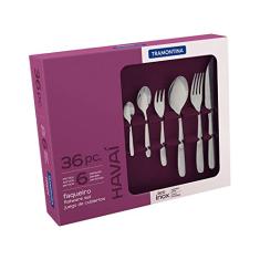 Faqueiro Tramontina Havaí em Aço Inox com Facas para Churrasco Acabamento em Brilho Cabo 36 Peças