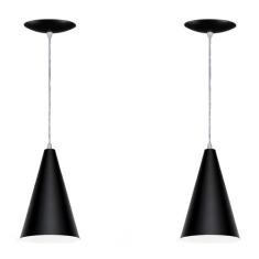 Kit 02 Luminárias Pendente Cone em alumínio - Preto Fosco - Estillo E 