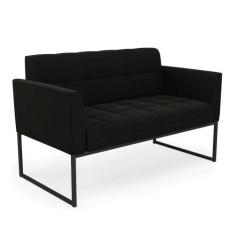Sofá Namoradeira Elisa Suede Preto Base Metálica Industrial Preto - D'